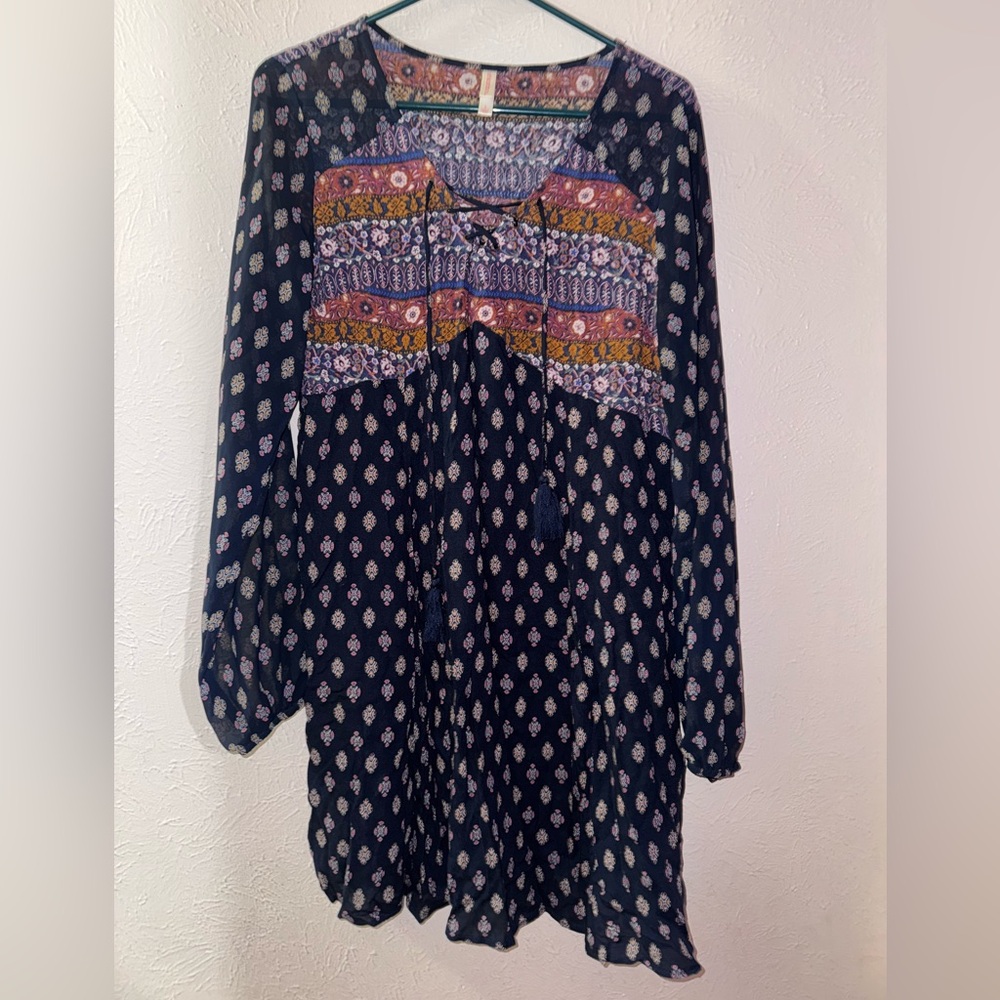 Xhilaration Boho Multicolor Long Sleeve Dress